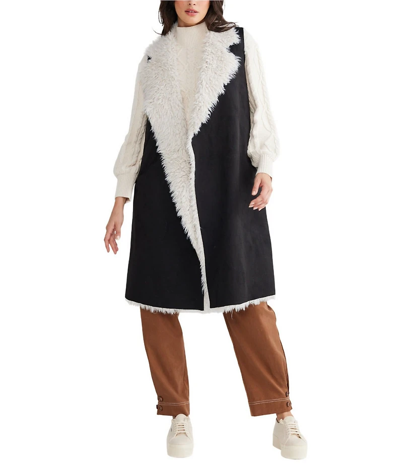 Talisman Wanderer Faux Suede Notch Collar Open Front Vest