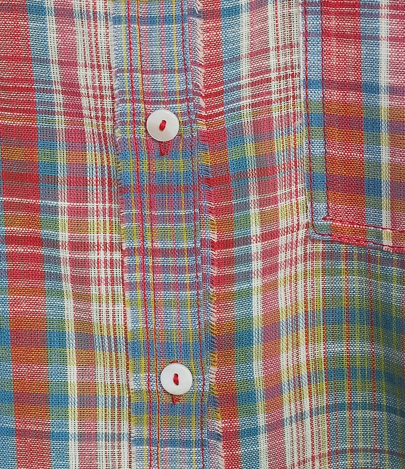 Talisman Woven Yellowstone Plaid Collared Long Sleeve Coordinating Top