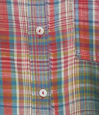 Talisman Woven Yellowstone Plaid Collared Long Sleeve Coordinating Top