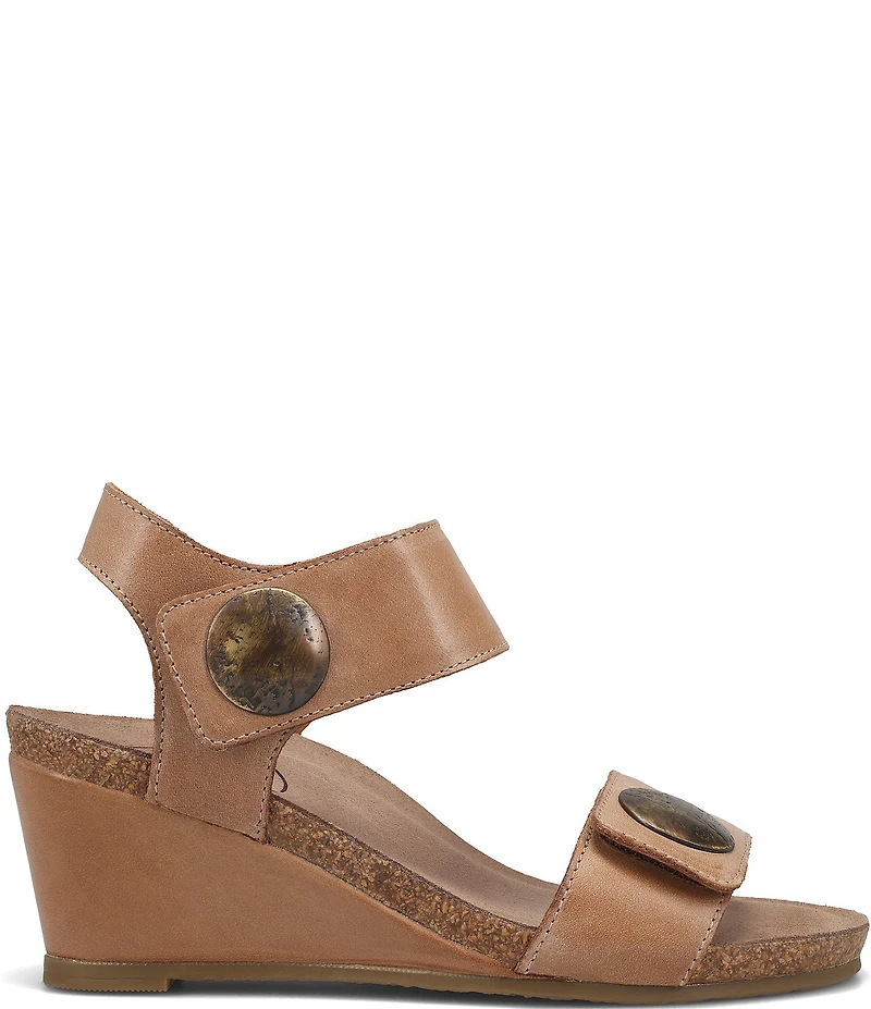 Taos Footwear Carousel 3 Leather Ornamented Wedge Sandals