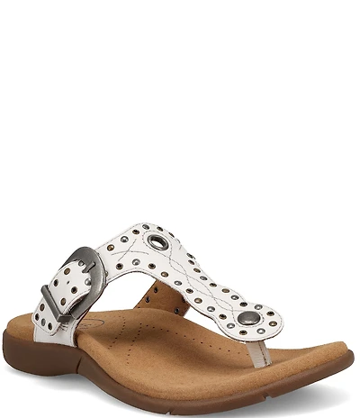 Taos Footwear Flash Studded Leather Thong Sandals