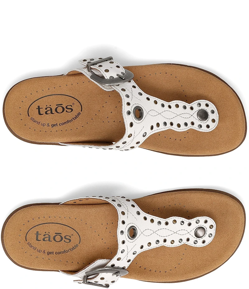 Taos Footwear Flash Studded Leather Thong Sandals
