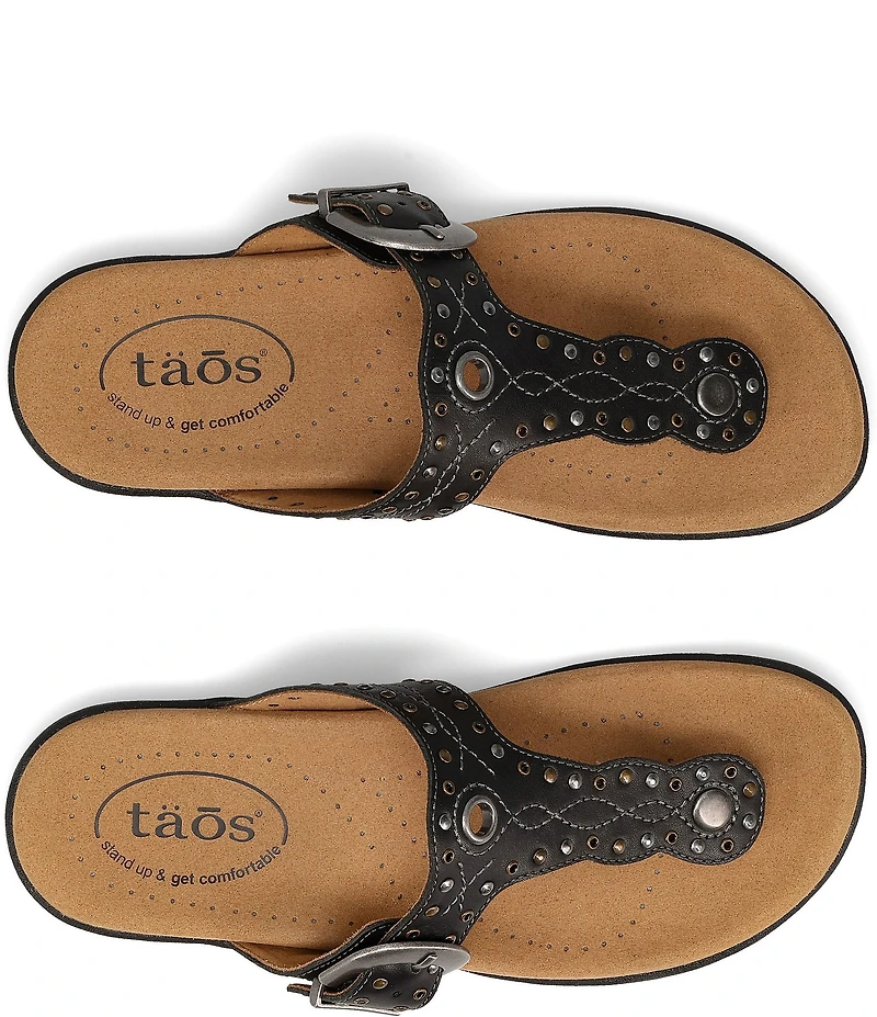 Taos Footwear Flash Studded Leather Thong Sandals