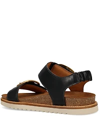 Taos Footwear On The Double Leather Big Buckle Hardware Hook-and-Loop Banded Sandals