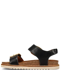 Taos Footwear On The Double Leather Big Buckle Hardware Hook-and-Loop Banded Sandals