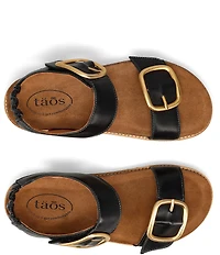 Taos Footwear On The Double Leather Big Buckle Hardware Hook-and-Loop Banded Sandals