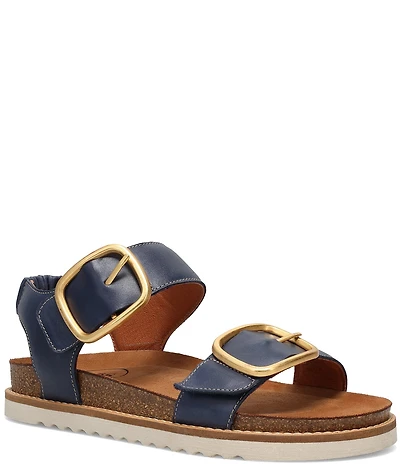 Taos Footwear On The Double Leather Big Buckle Hardware Hook-and-Loop Banded Sandals