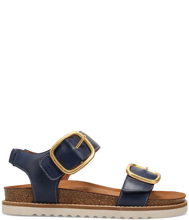 Taos Footwear On The Double Leather Big Buckle Hardware Hook-and-Loop Banded Sandals