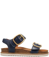 Taos Footwear On The Double Leather Big Buckle Hardware Hook-and-Loop Banded Sandals