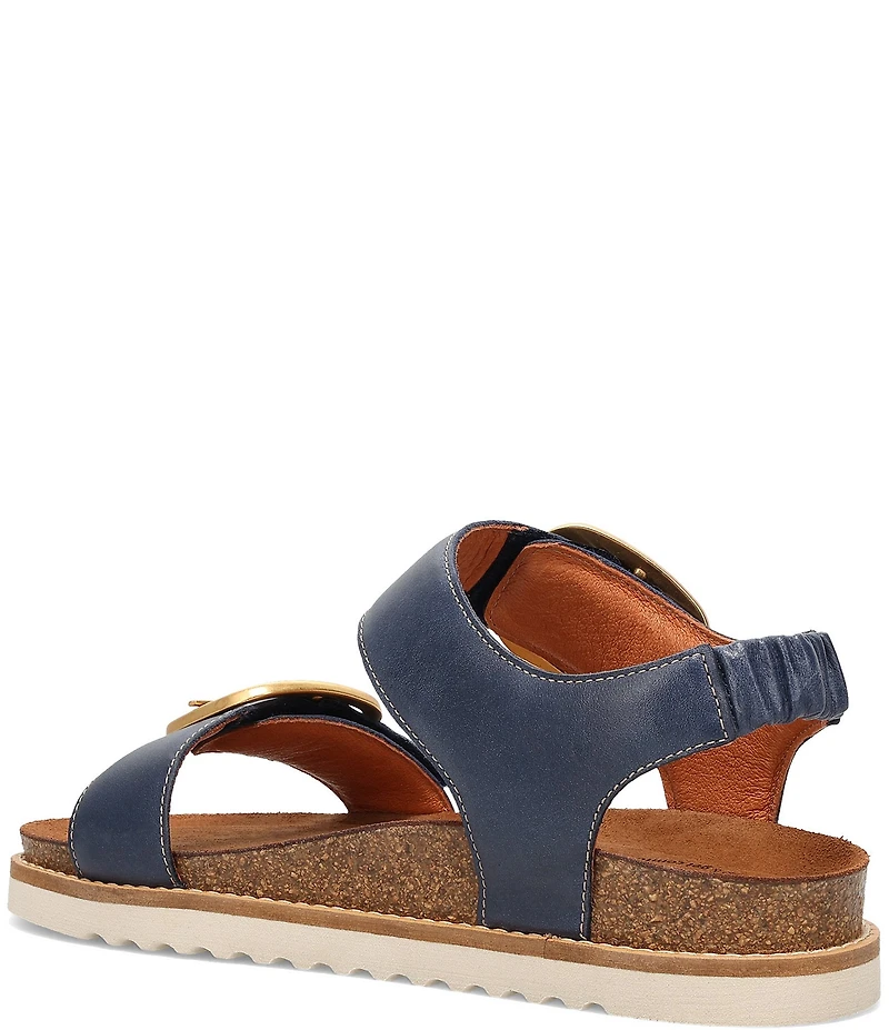 Taos Footwear On The Double Leather Big Buckle Hardware Hook-and-Loop Banded Sandals