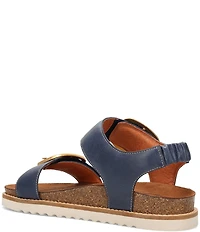 Taos Footwear On The Double Leather Big Buckle Hardware Hook-and-Loop Banded Sandals