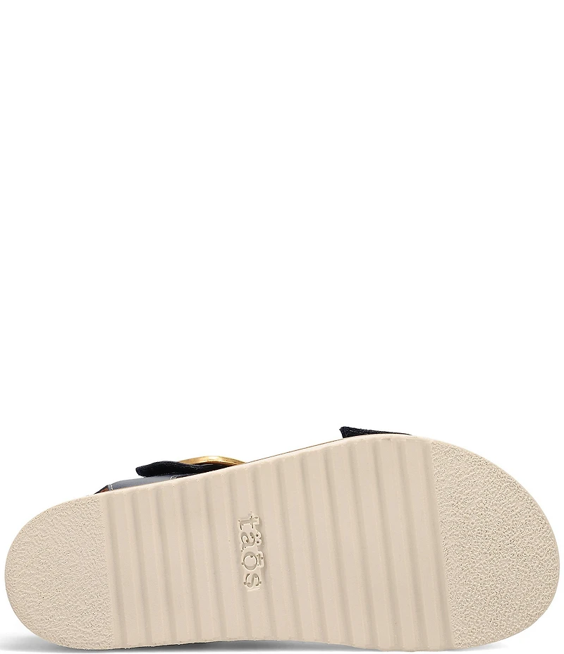 Taos Footwear On The Double Leather Big Buckle Hardware Hook-and-Loop Banded Sandals