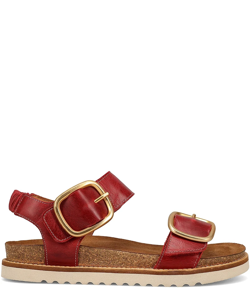 Taos Footwear On The Double Leather Big Buckle Hardware Hook-and-Loop Banded Sandals