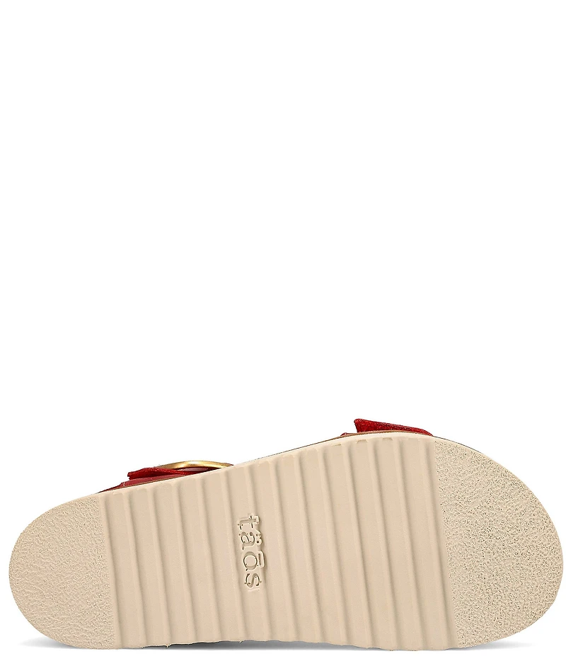 Taos Footwear On The Double Leather Big Buckle Hardware Hook-and-Loop Banded Sandals