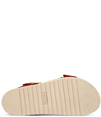 Taos Footwear On The Double Leather Big Buckle Hardware Hook-and-Loop Banded Sandals