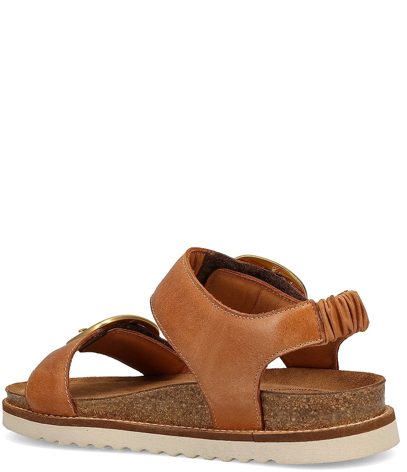 Taos Footwear On The Double Leather Big Buckle Hardware Hook-and-Loop Banded Sandals