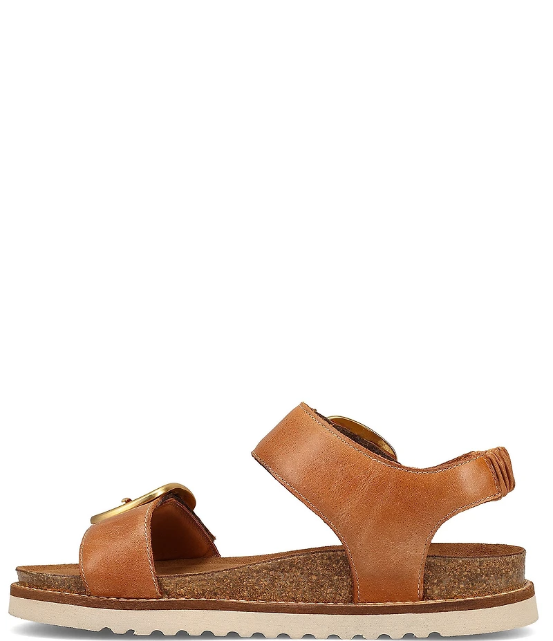 Taos Footwear On The Double Leather Big Buckle Hardware Hook-and-Loop Banded Sandals