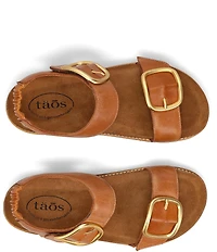 Taos Footwear On The Double Leather Big Buckle Hardware Hook-and-Loop Banded Sandals