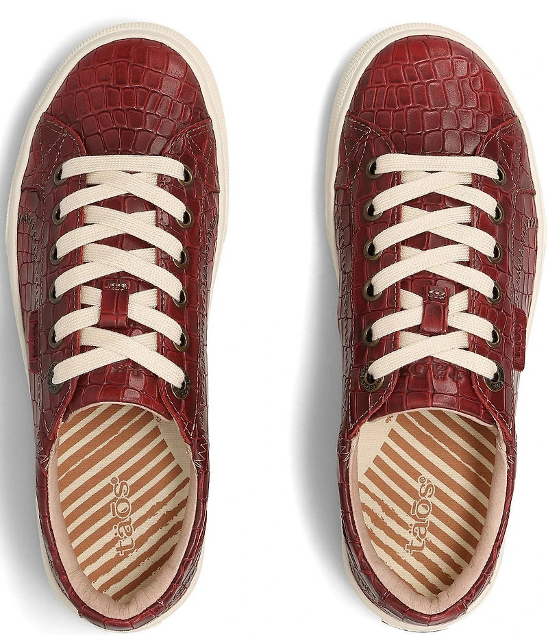 Taos Footwear Plim Soul Lux Croco Embossed Leather Platform Sneakers