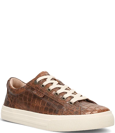 Taos Footwear Plim Soul Lux Croco Embossed Leather Platform Sneakers