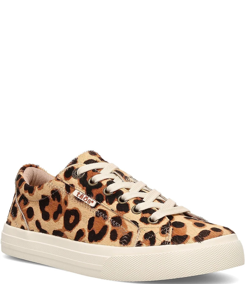 Taos Footwear Plim Soul Lux Leopard Print Calf Hair Platform Sneakers