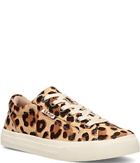 Taos Footwear Plim Soul Lux Leopard Print Calf Hair Platform Sneakers