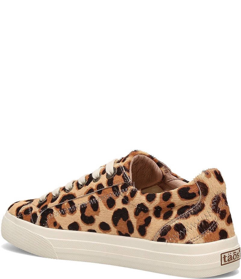 Taos Footwear Plim Soul Lux Leopard Print Calf Hair Platform Sneakers