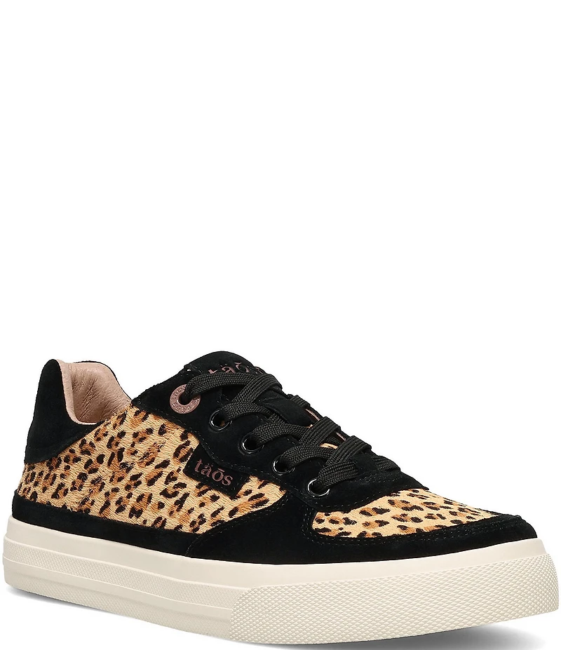 Taos Footwear Pop Soul Cheetah Print Calf Hair and Suede Platform Sneakers