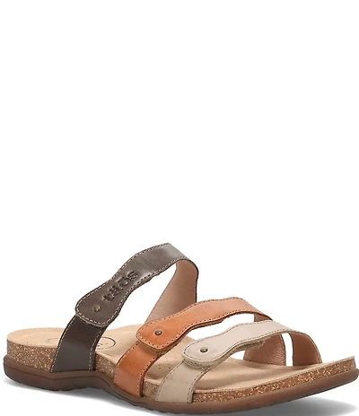 Taos Footwear Scribble Colorblock Leather Slide Sandals