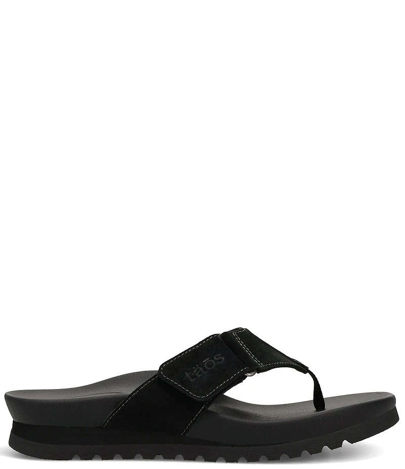 Taos Footwear Super Sonic Nubuck Suede Wedge Flip Flops