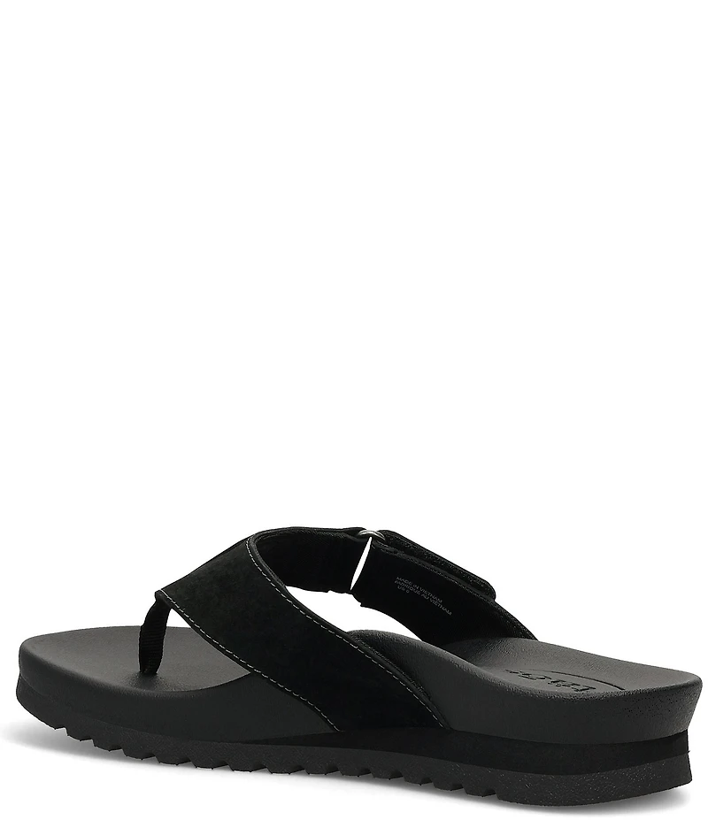 Taos Footwear Super Sonic Nubuck Suede Wedge Flip Flops