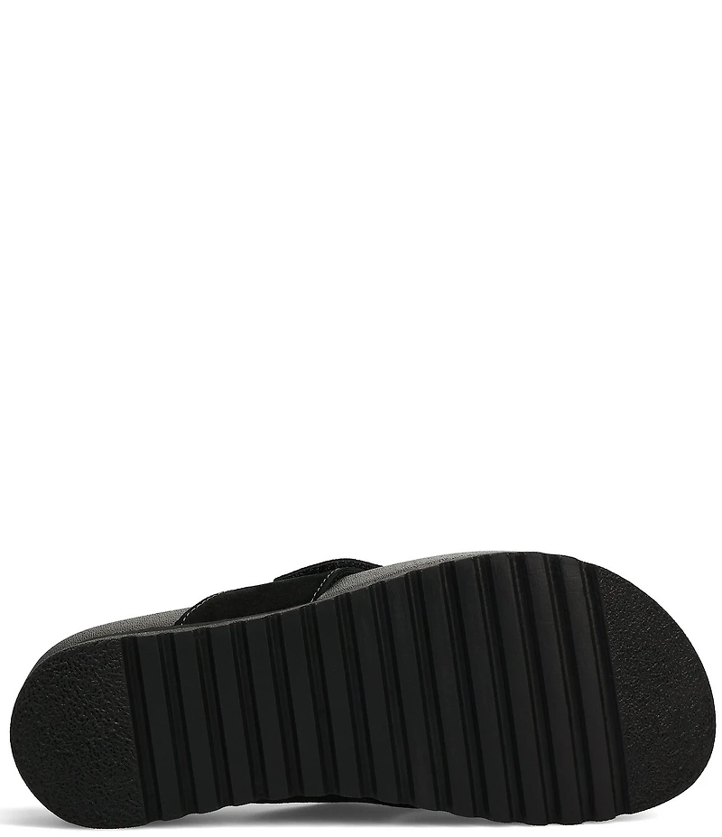 Taos Footwear Super Sonic Nubuck Suede Wedge Flip Flops