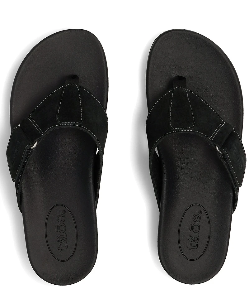 Taos Footwear Super Sonic Nubuck Suede Wedge Flip Flops