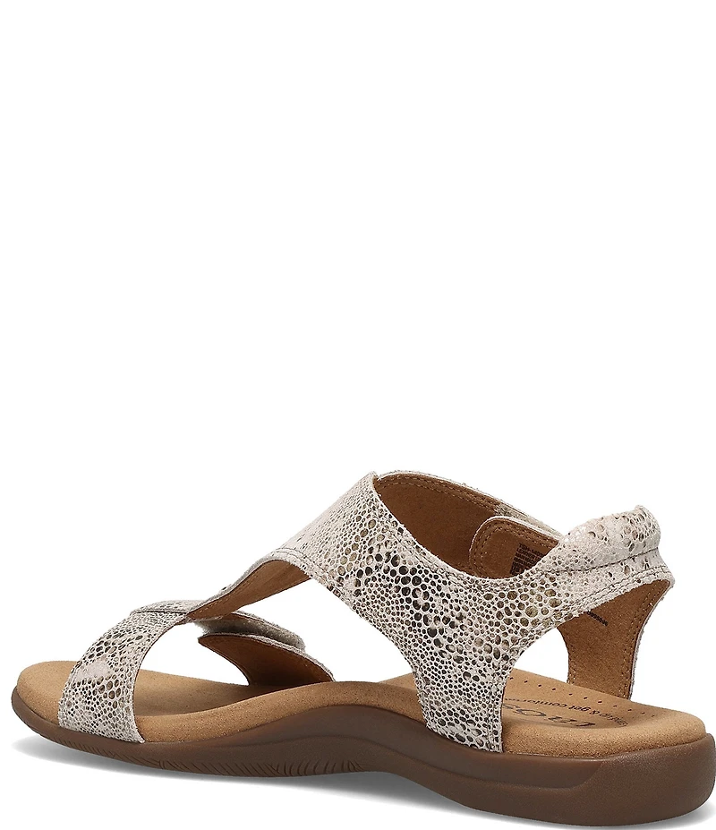 Taos Footwear The Show Snake Print Leather T-Strap Sandals