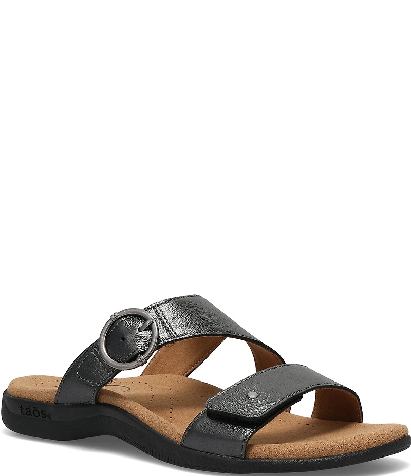 Taos Footwear Westside Metallic Leather Slide Sandals