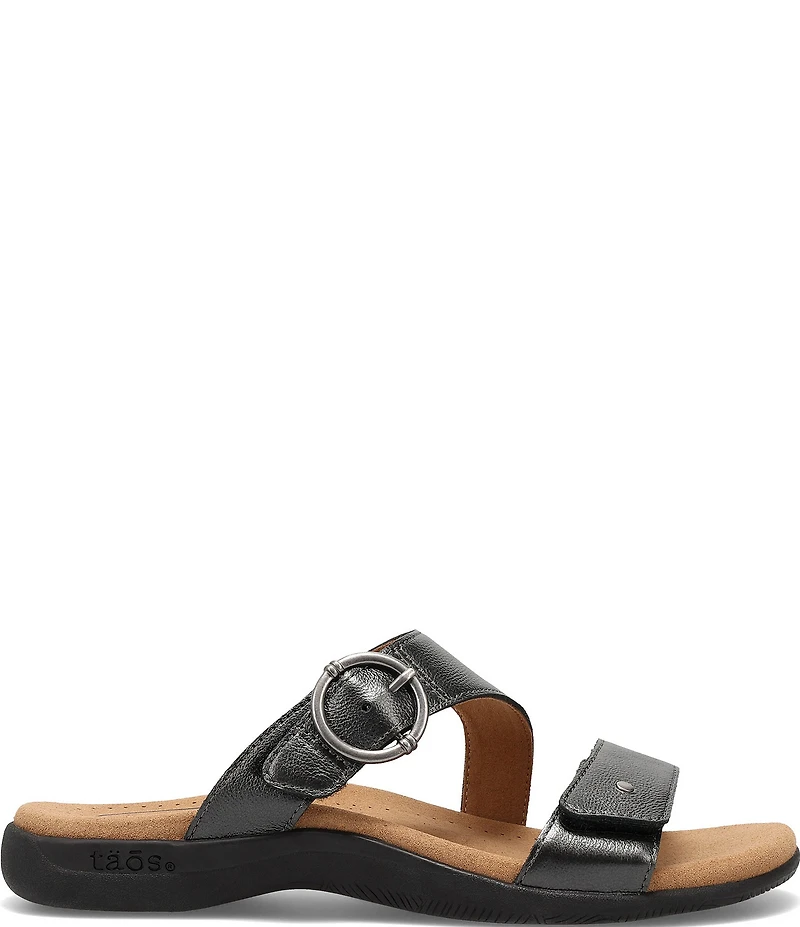 Taos Footwear Westside Metallic Leather Slide Sandals