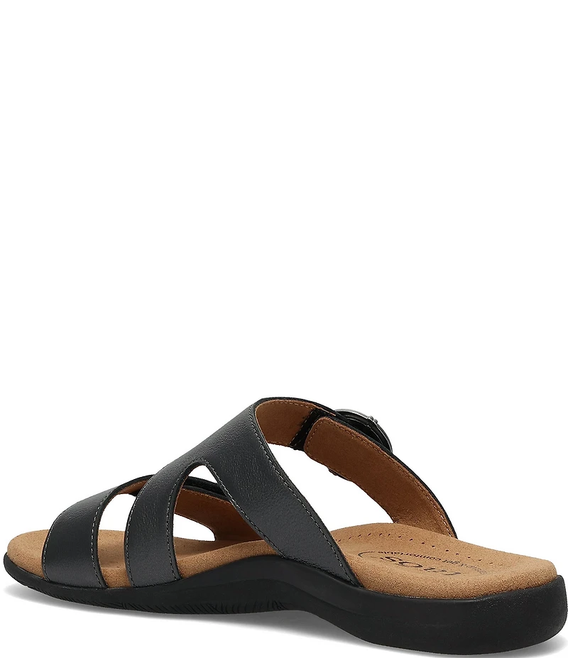 Taos Footwear Westside Metallic Leather Slide Sandals