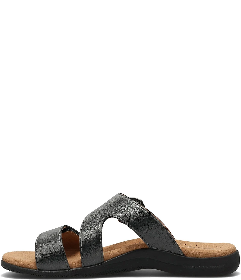 Taos Footwear Westside Metallic Leather Slide Sandals