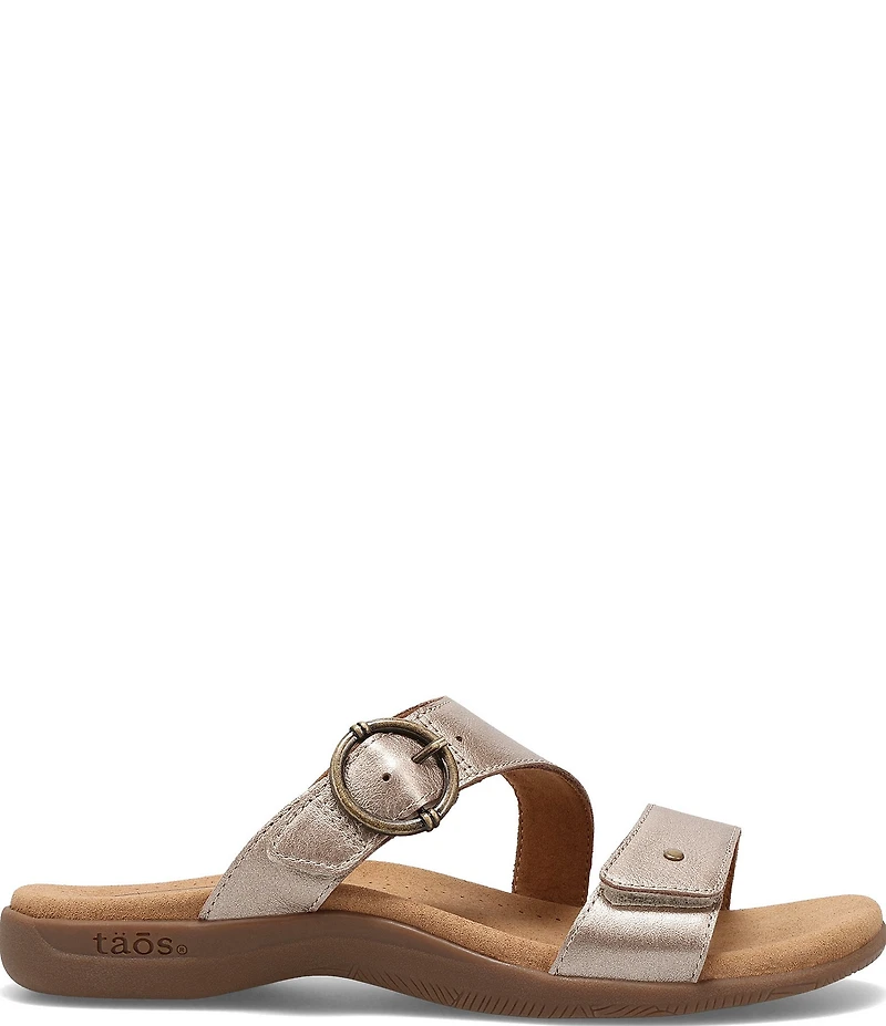 Taos Footwear Westside Metallic Leather Slide Sandals