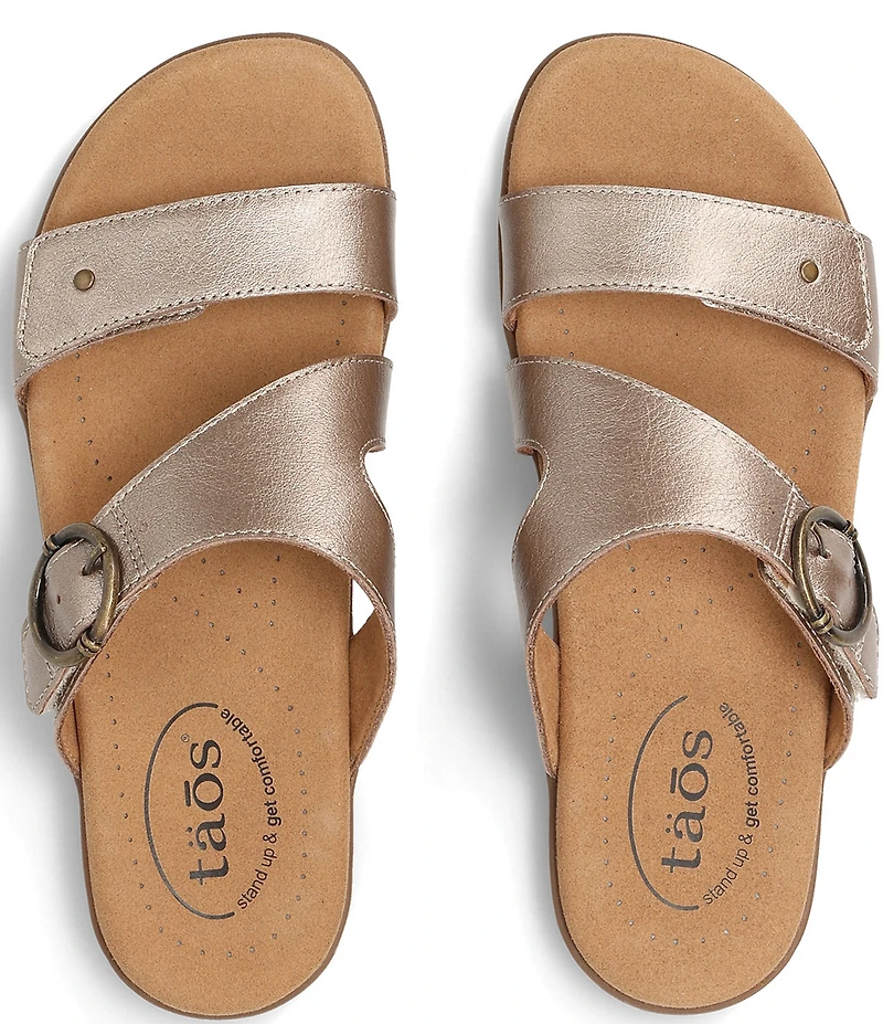 Taos Footwear Westside Metallic Leather Slide Sandals