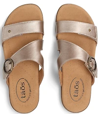 Taos Footwear Westside Metallic Leather Slide Sandals