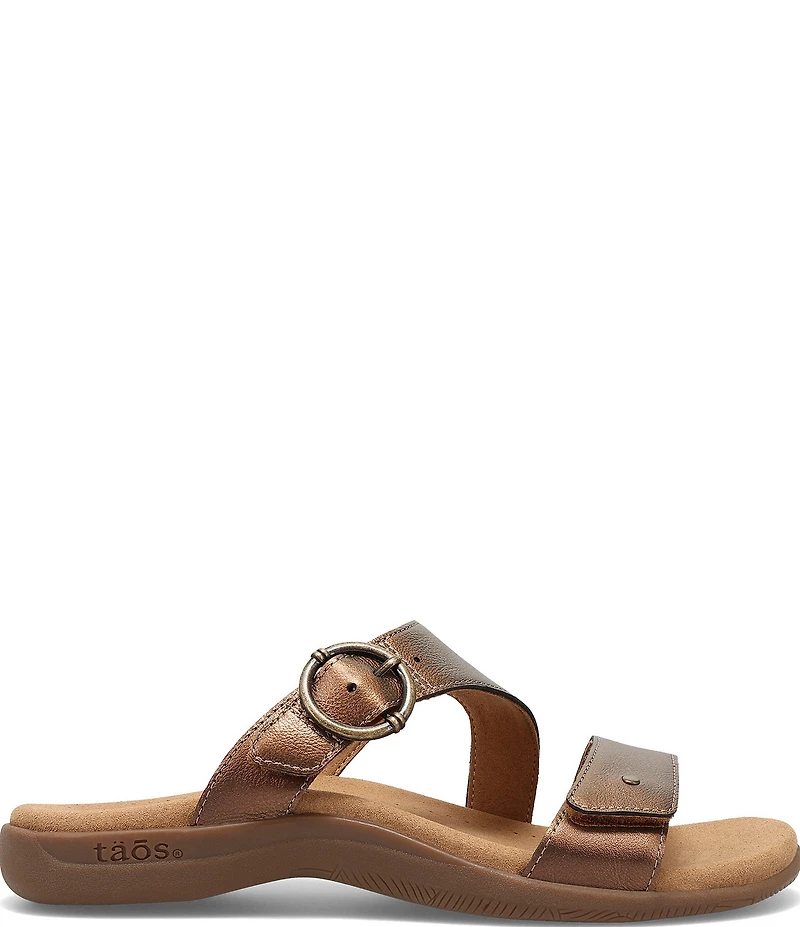 Taos Footwear Westside Metallic Leather Slide Sandals