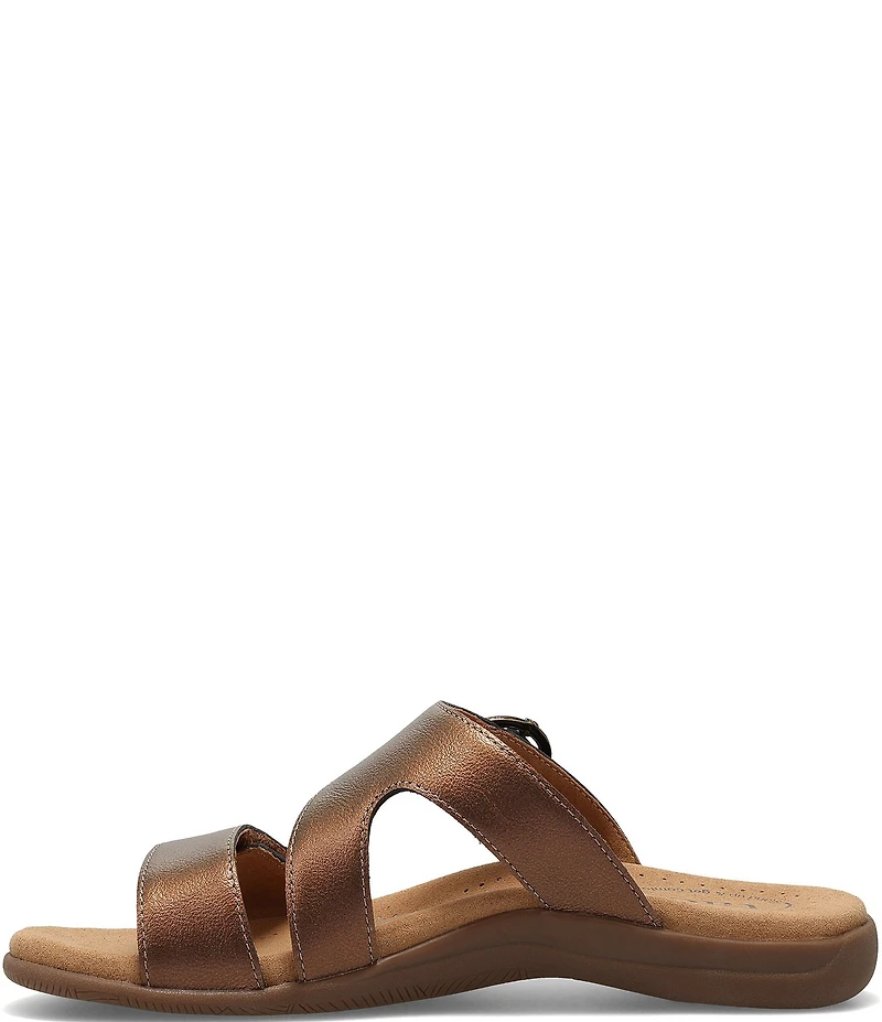Taos Footwear Westside Metallic Leather Slide Sandals