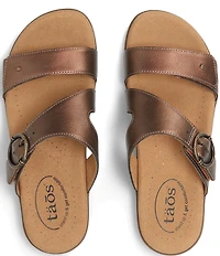 Taos Footwear Westside Metallic Leather Slide Sandals