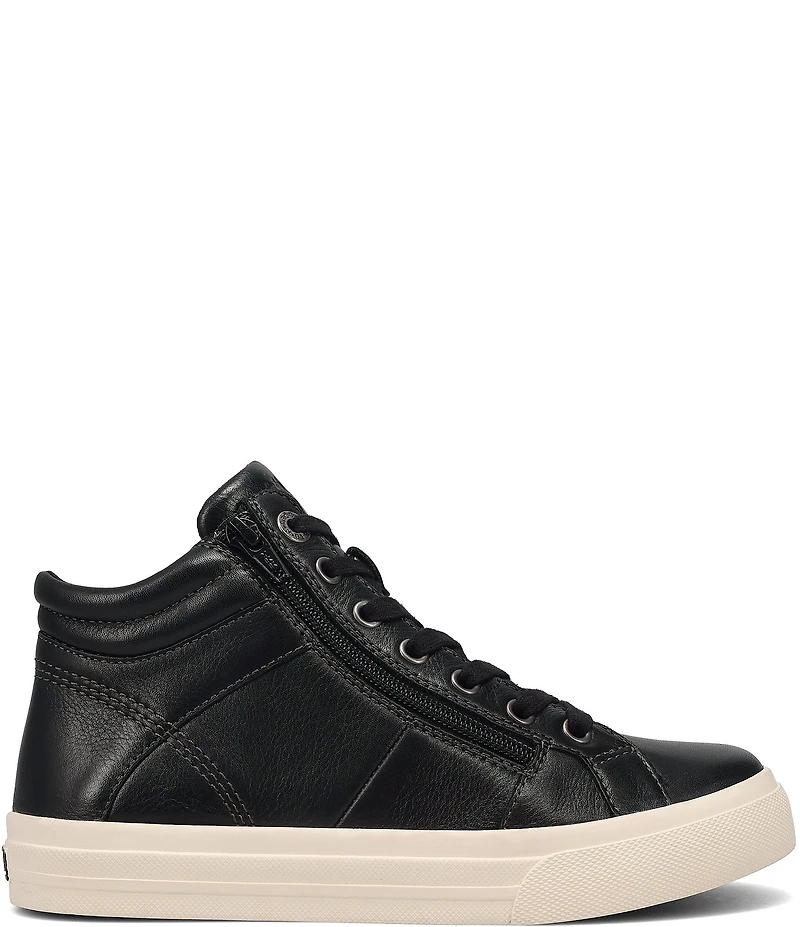 Taos Footwear Winner High Top Leather Side Zip Sneakers