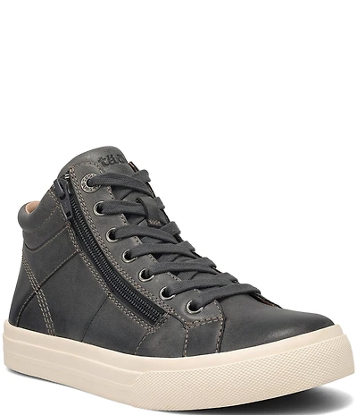 Taos Footwear Winner High Top Leather Side Zip Sneakers