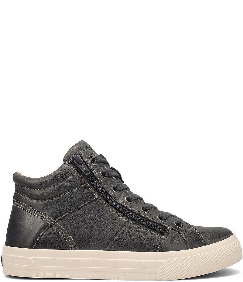 Taos Footwear Winner High Top Leather Side Zip Sneakers