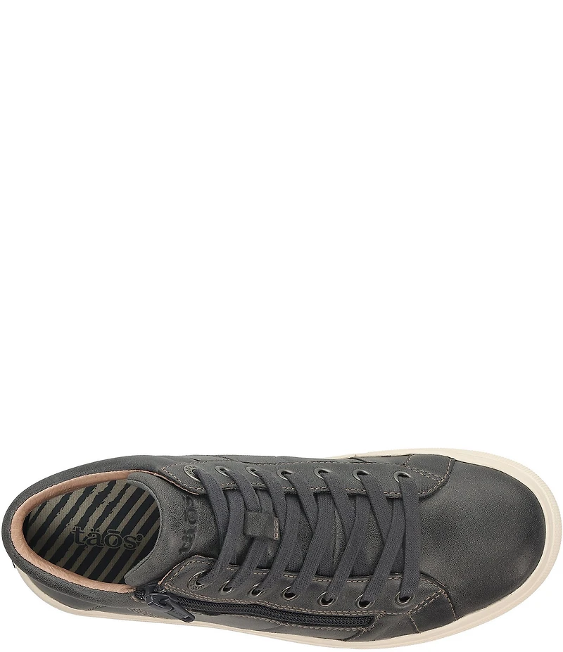 Taos Footwear Winner High Top Leather Side Zip Sneakers