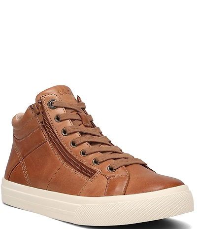 Taos Footwear Winner High Top Leather Side Zip Sneakers