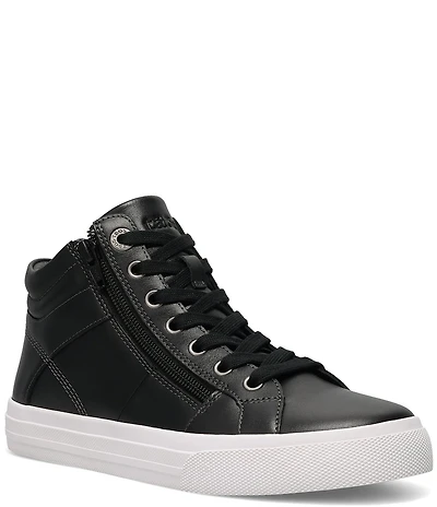 Taos Footwear Winner High Top Leather Side Zip Sneakers